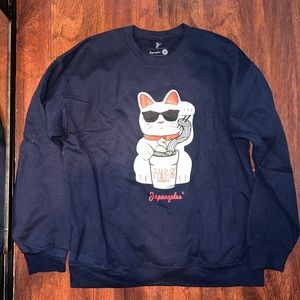 Japangeles Cup O’ Neko Lucky Cat Sweatshirt size Large